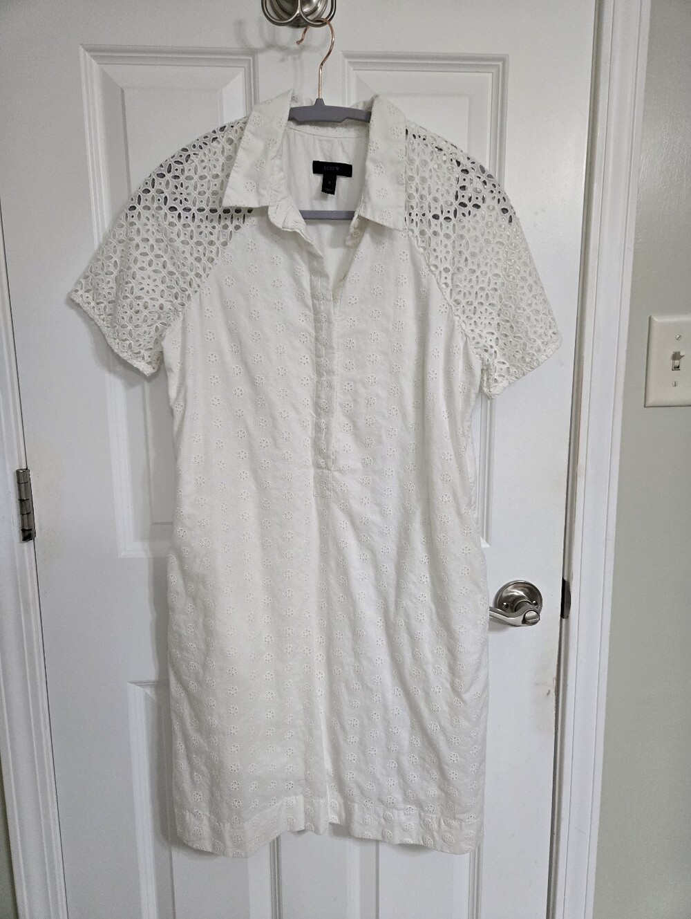 J Crew White Eyelet Short Sleeve Dress